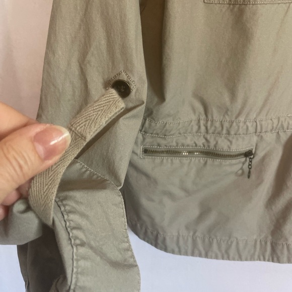 Sigrid Olsen Sage Green Utility Cargo Zip Up Drawstring Jacket Size 12 - Picture 9 of 14